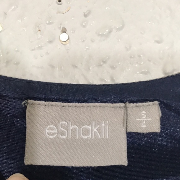 eShakti Navy Blue Eiffel Tower Embroidered A-Line Dress size S - Picture 13 of 14